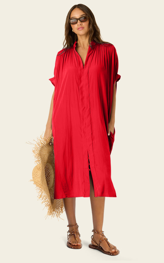 The Multiwear Shirt Dress - Rouge Délice, Petite