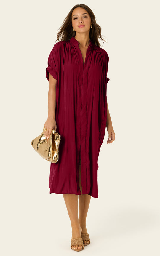 The Multiwear Shirt Dress - Blackberry, Midi