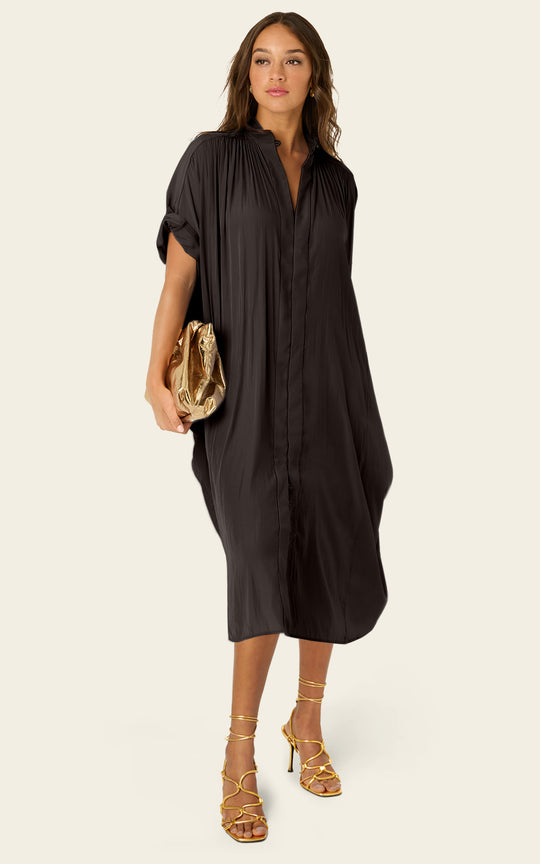 The Multiwear Shirt Dress - Black,  Petite
