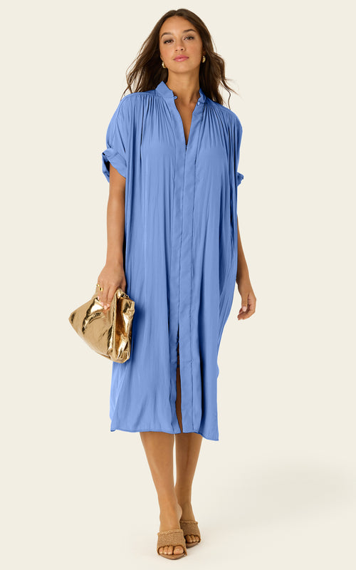 The Multiwear Shirt Dress - Cornflower, Midi
