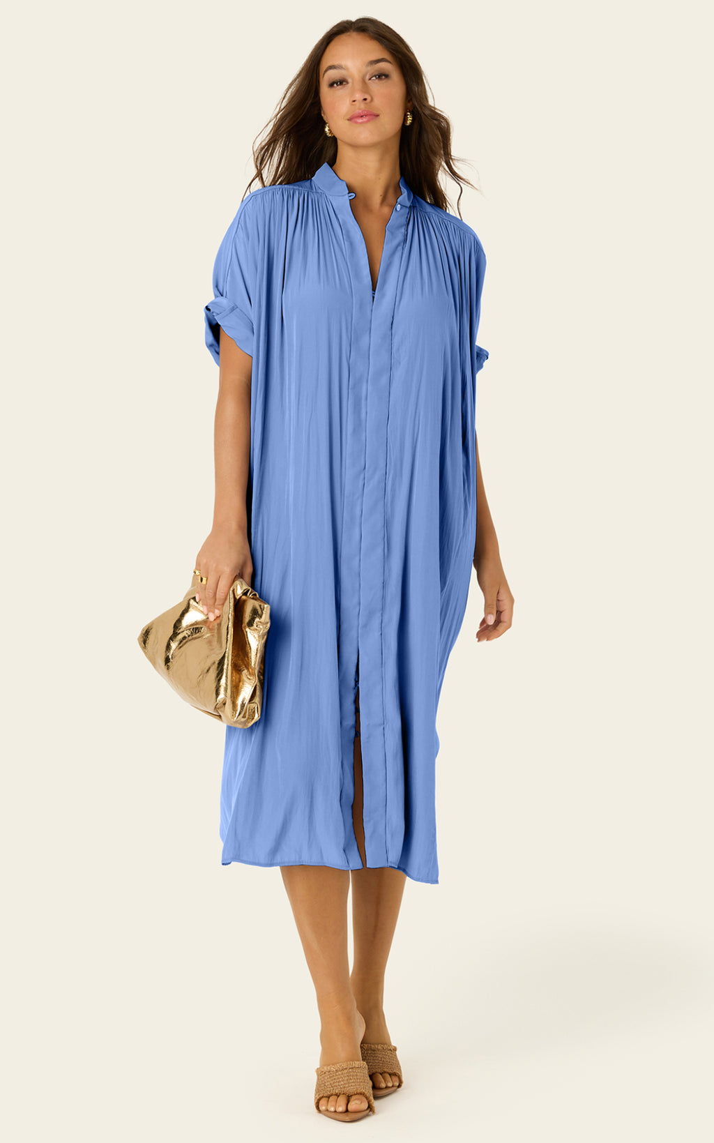 The Multiwear Shirt Dress - Cornflower, Midi