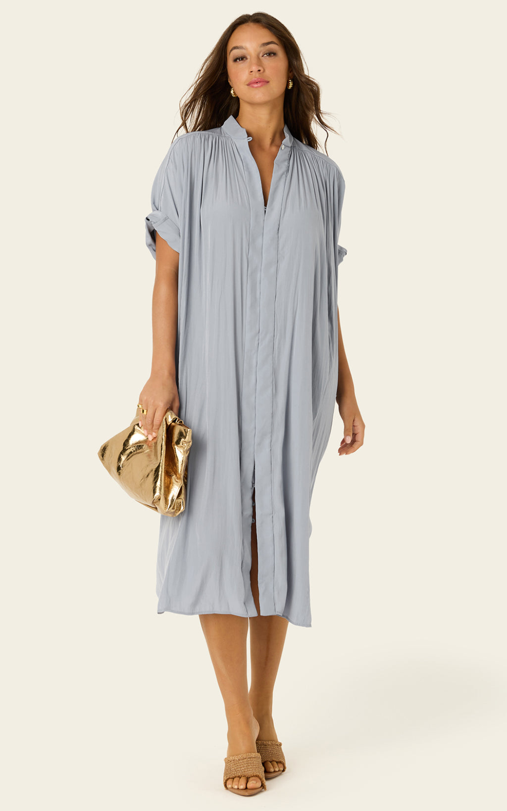 The Multiwear Shirt Dress - Moondust Grey, Midi