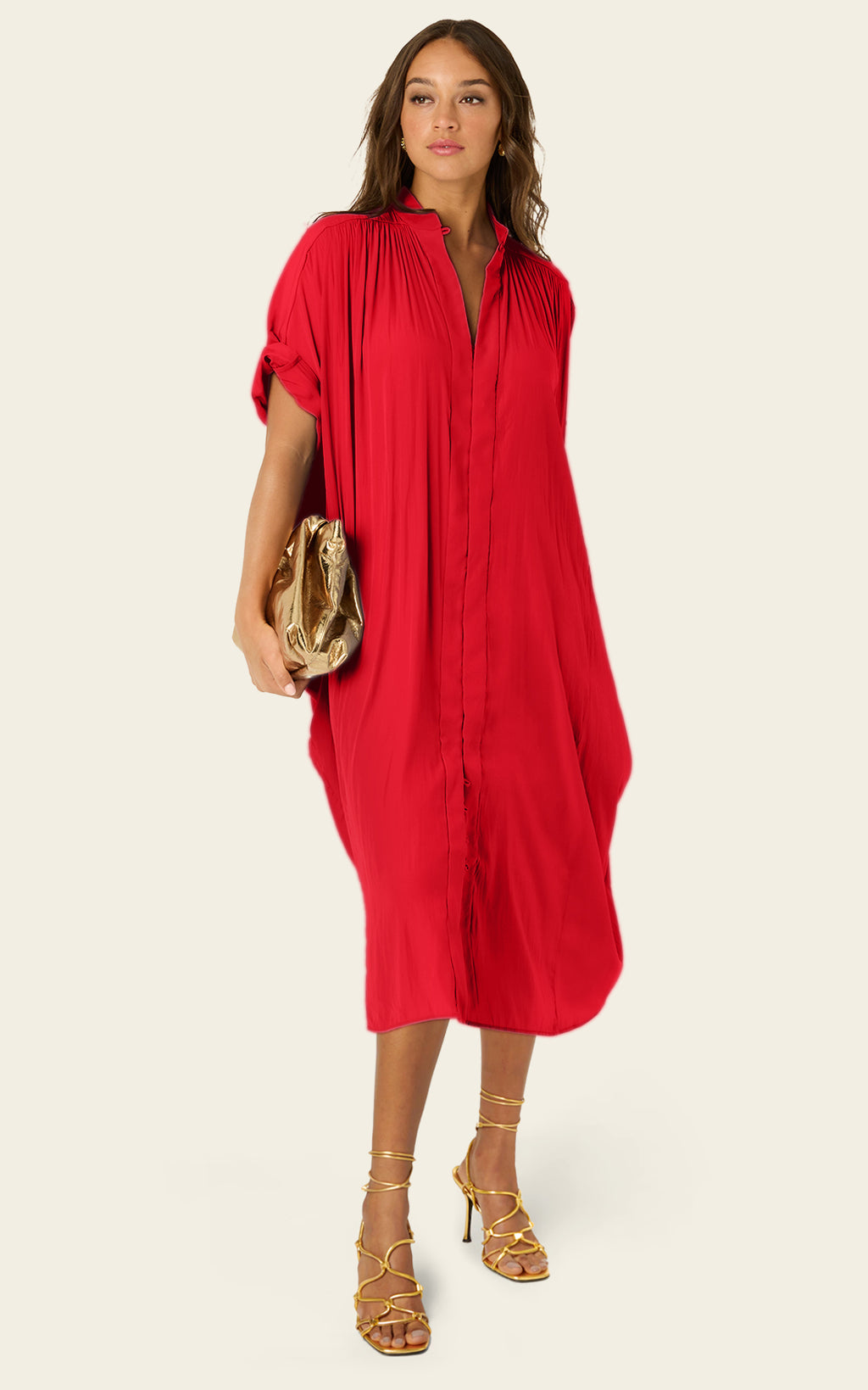 The Multiwear Shirt Dress - Rouge Délice, Petite