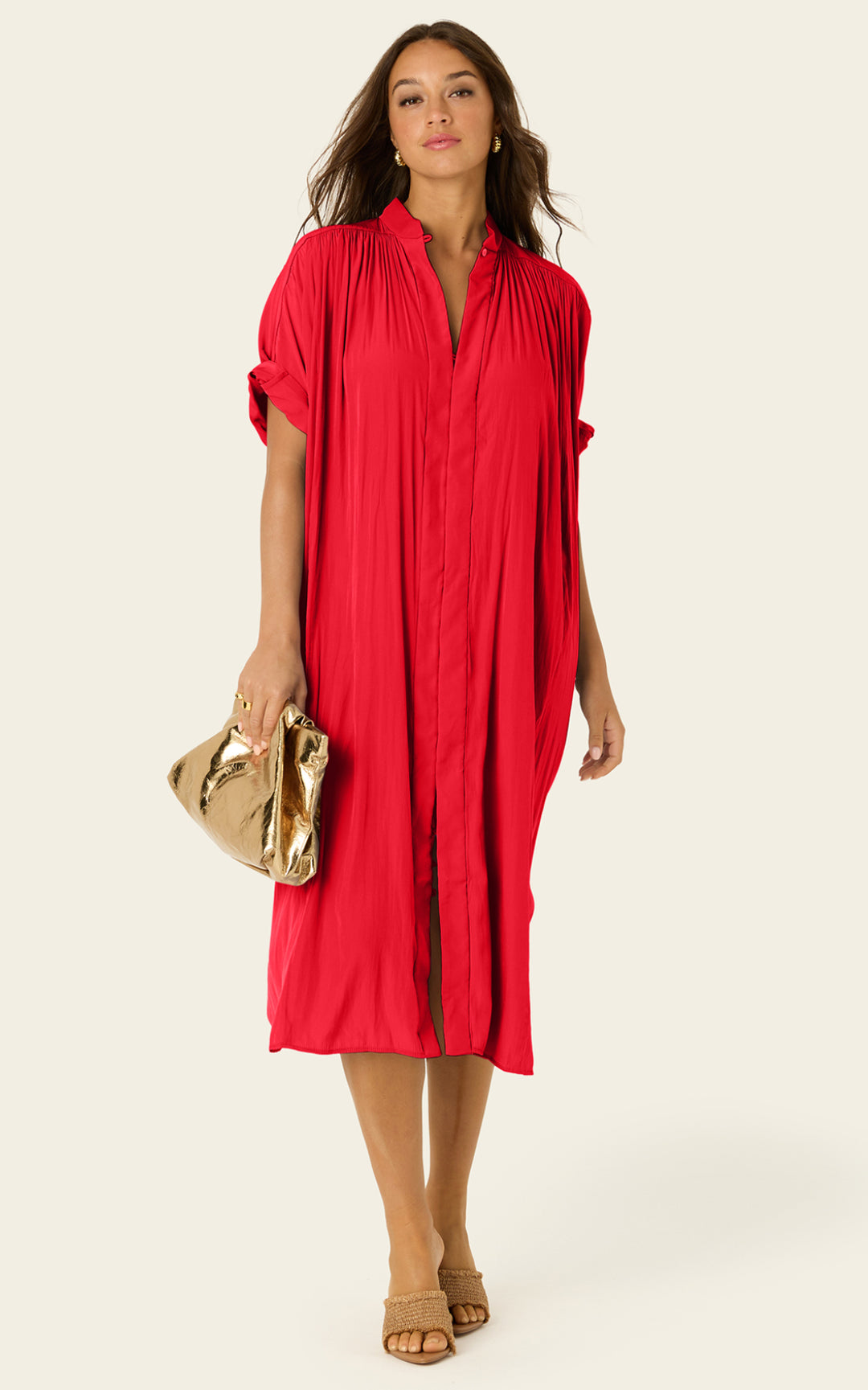 The Multiwear Shirt Dress - Rouge Délice, Midi