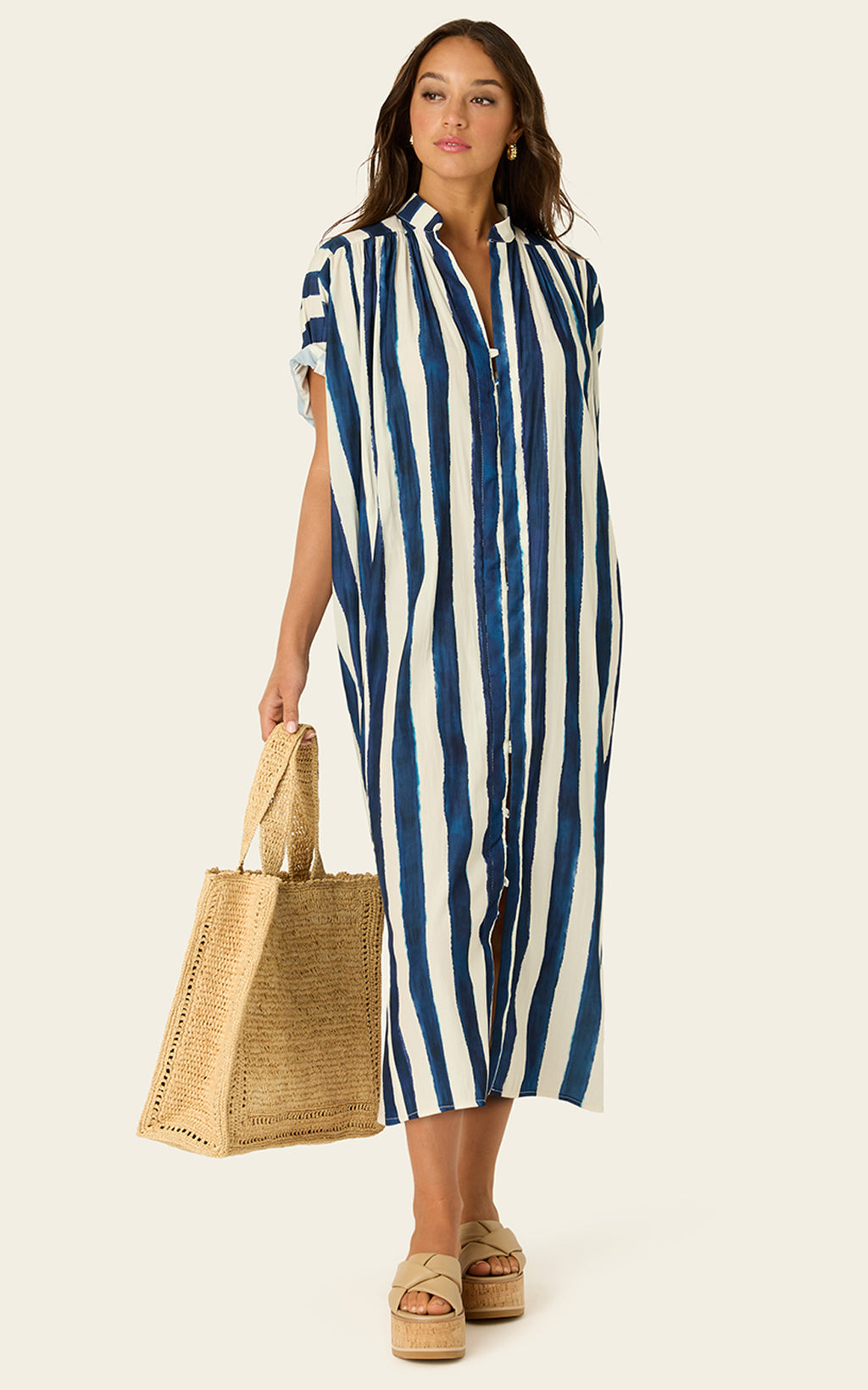 The Multiwear Shirt Dress - Shibori Stripe, Grande