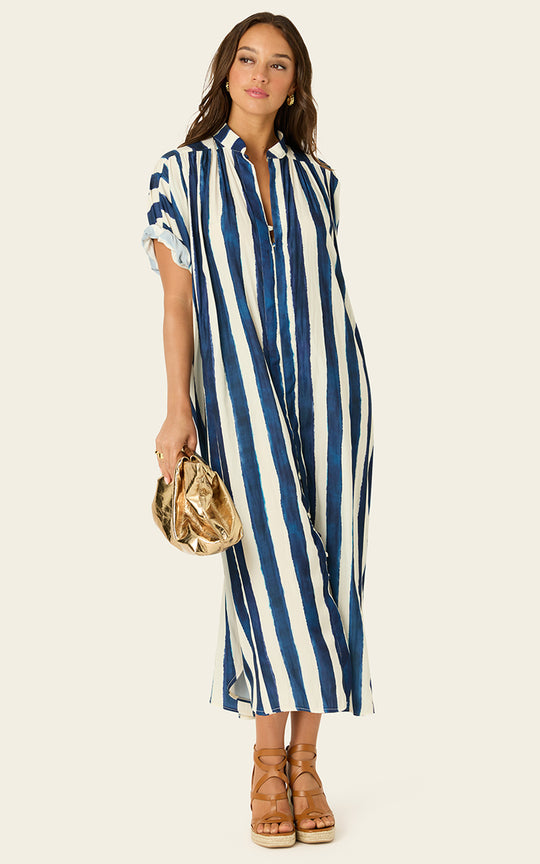 The Multiwear Shirt Dress - Shibori Stripe, Grande