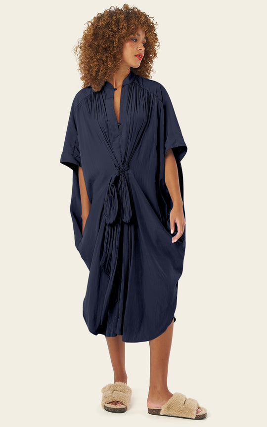 The Multiwear Shirt Dress - Night Sea, Midi