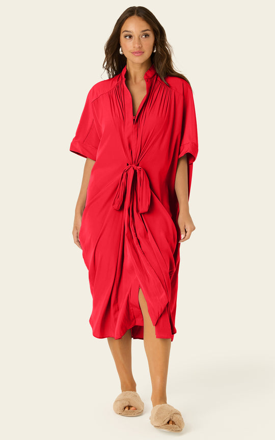 The Multiwear Shirt Dress - Rouge Délice, Midi