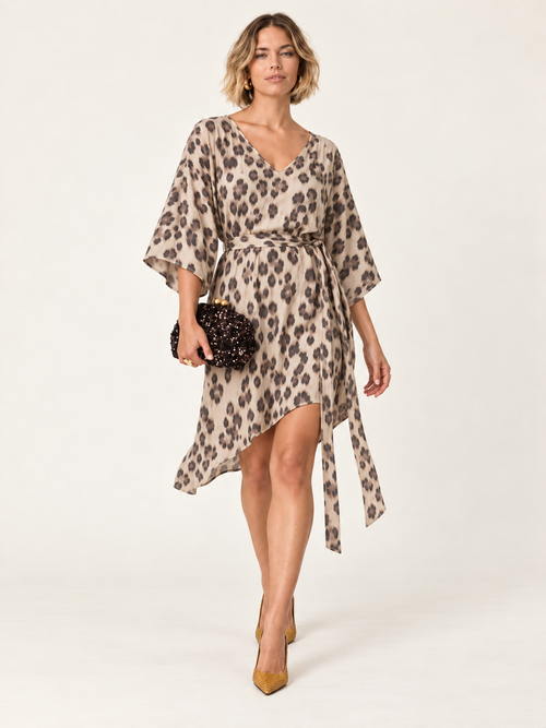 The Luxe Luna Mini Kaftan - Snow Leopard