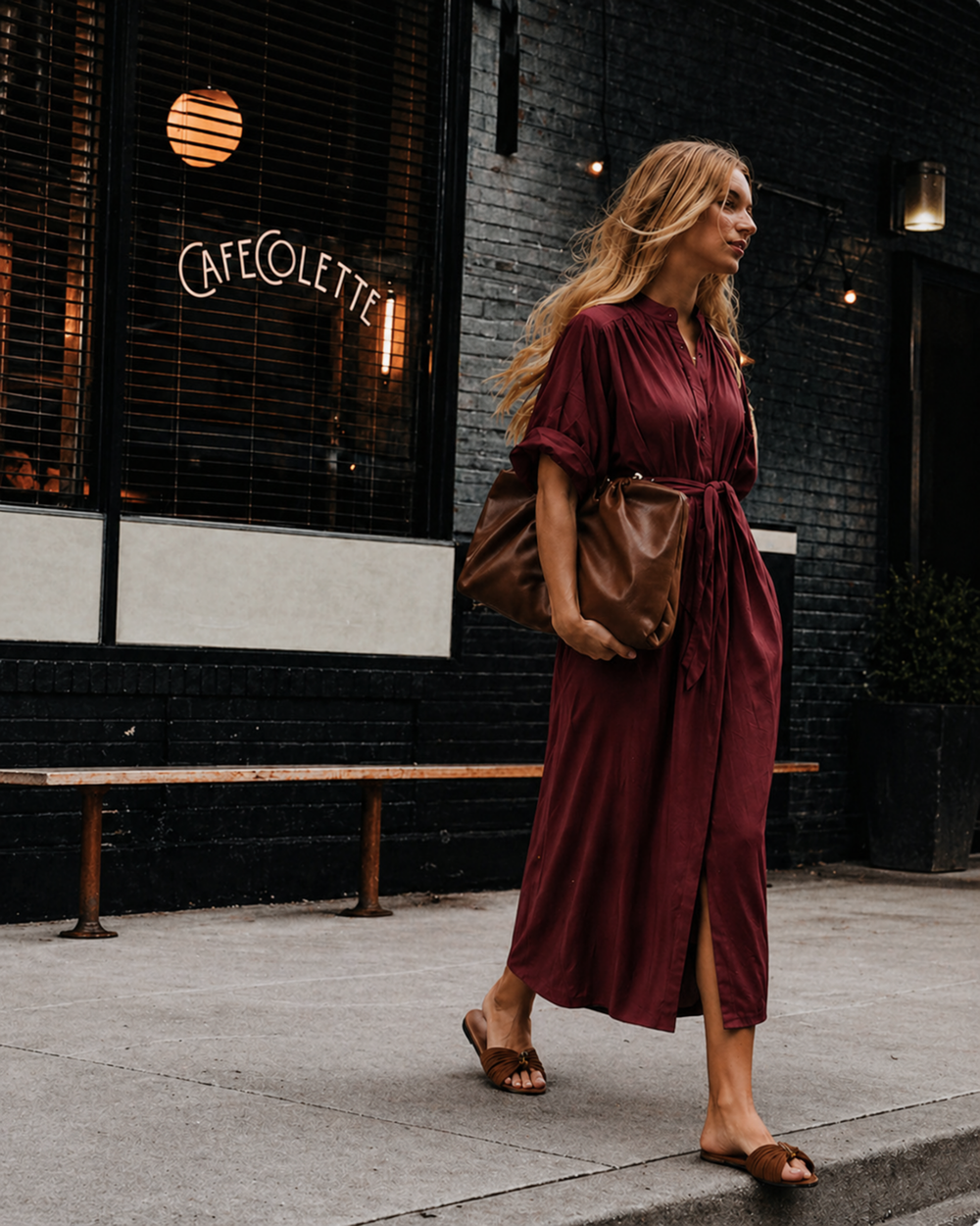 The Multiwear Shirt Dress - Blackberry, Midi