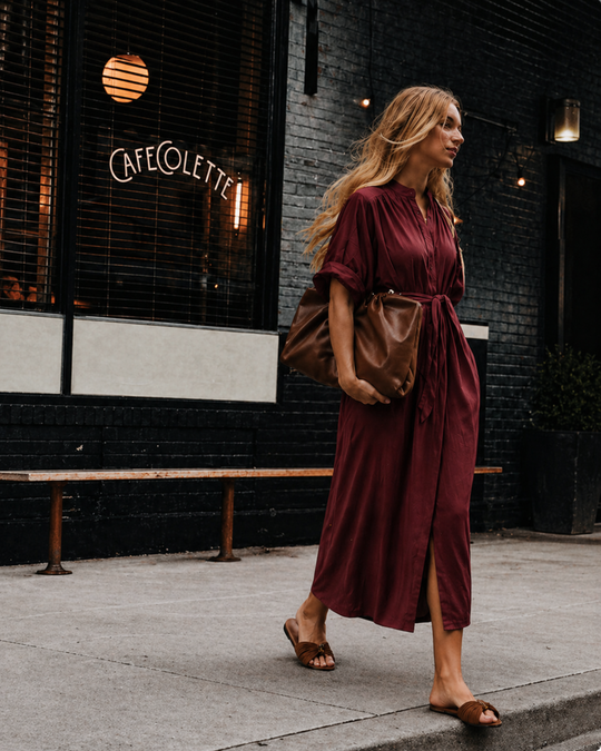 The Multiwear Shirt Dress - Blackberry, Midi