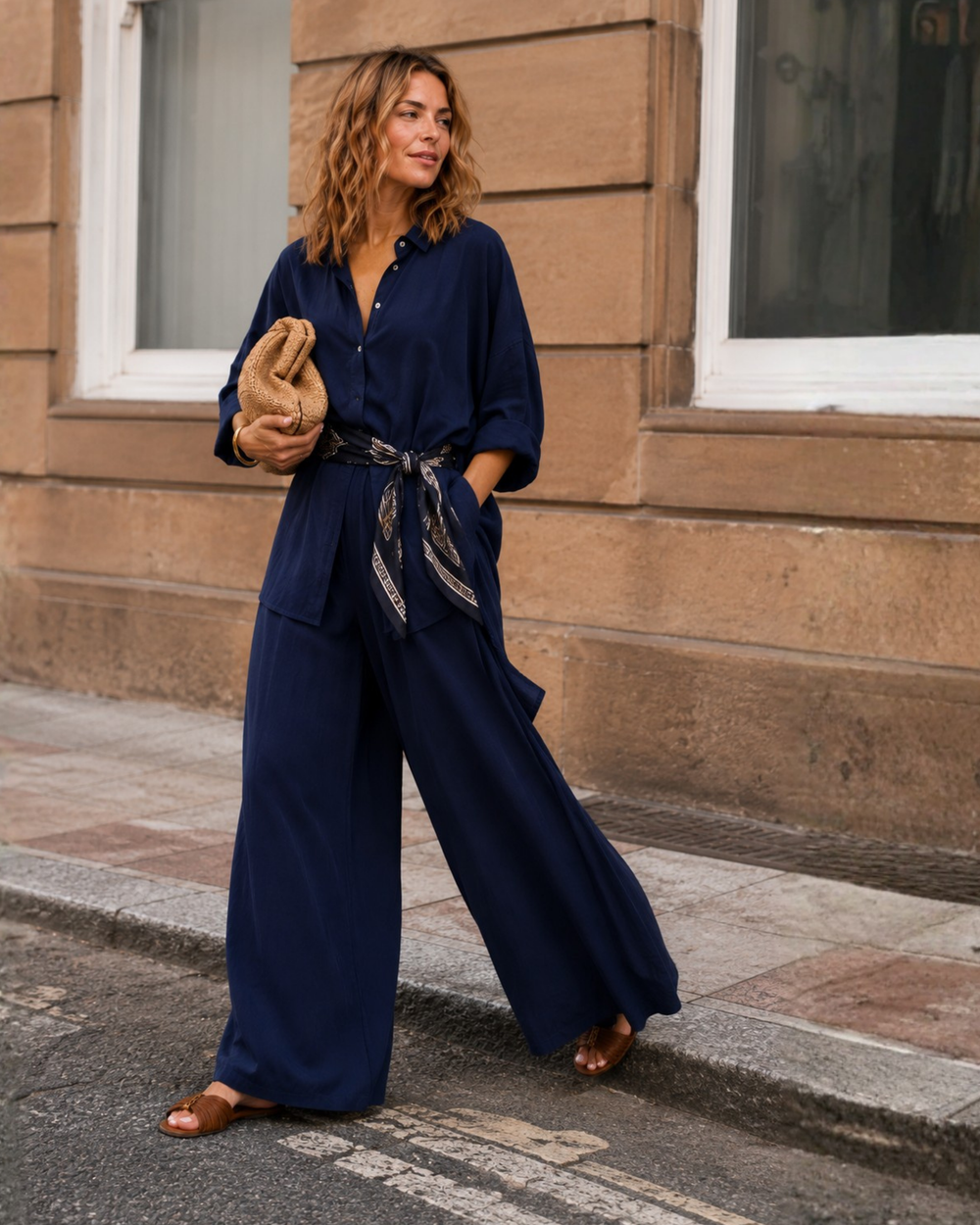The Luxe Palazzo Pant - Night Sea