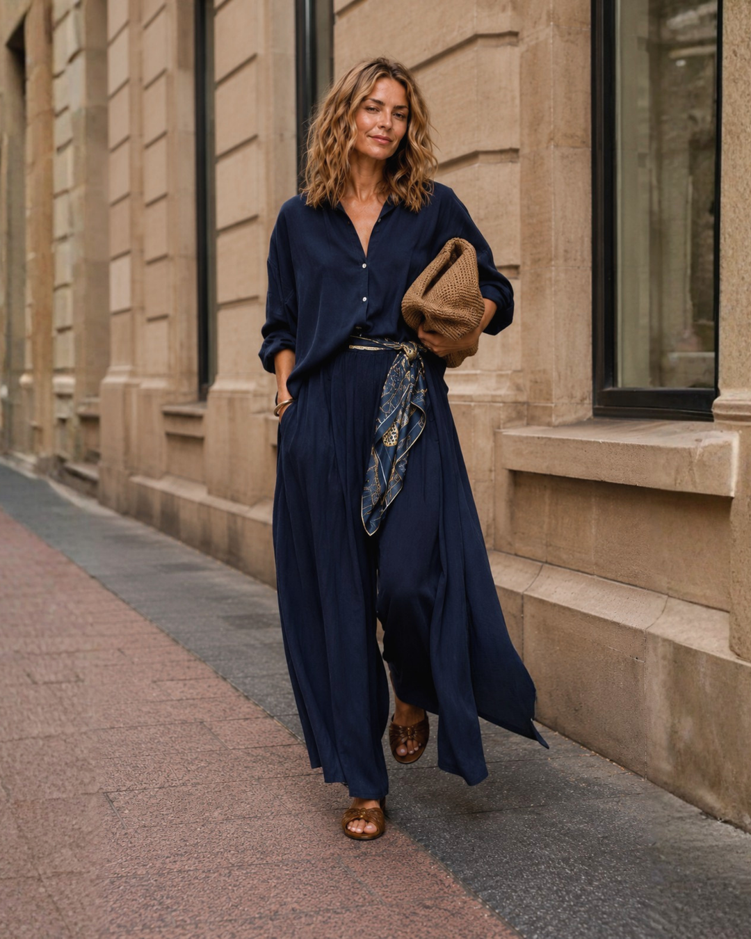The Luxe Palazzo Pant - Night Sea