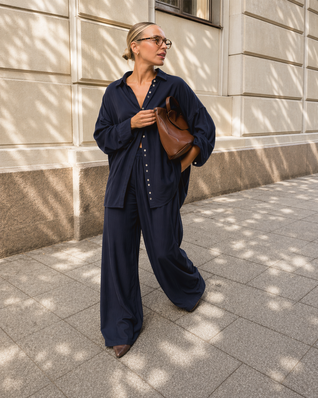 The Luxe Palazzo Pant - Night Sea