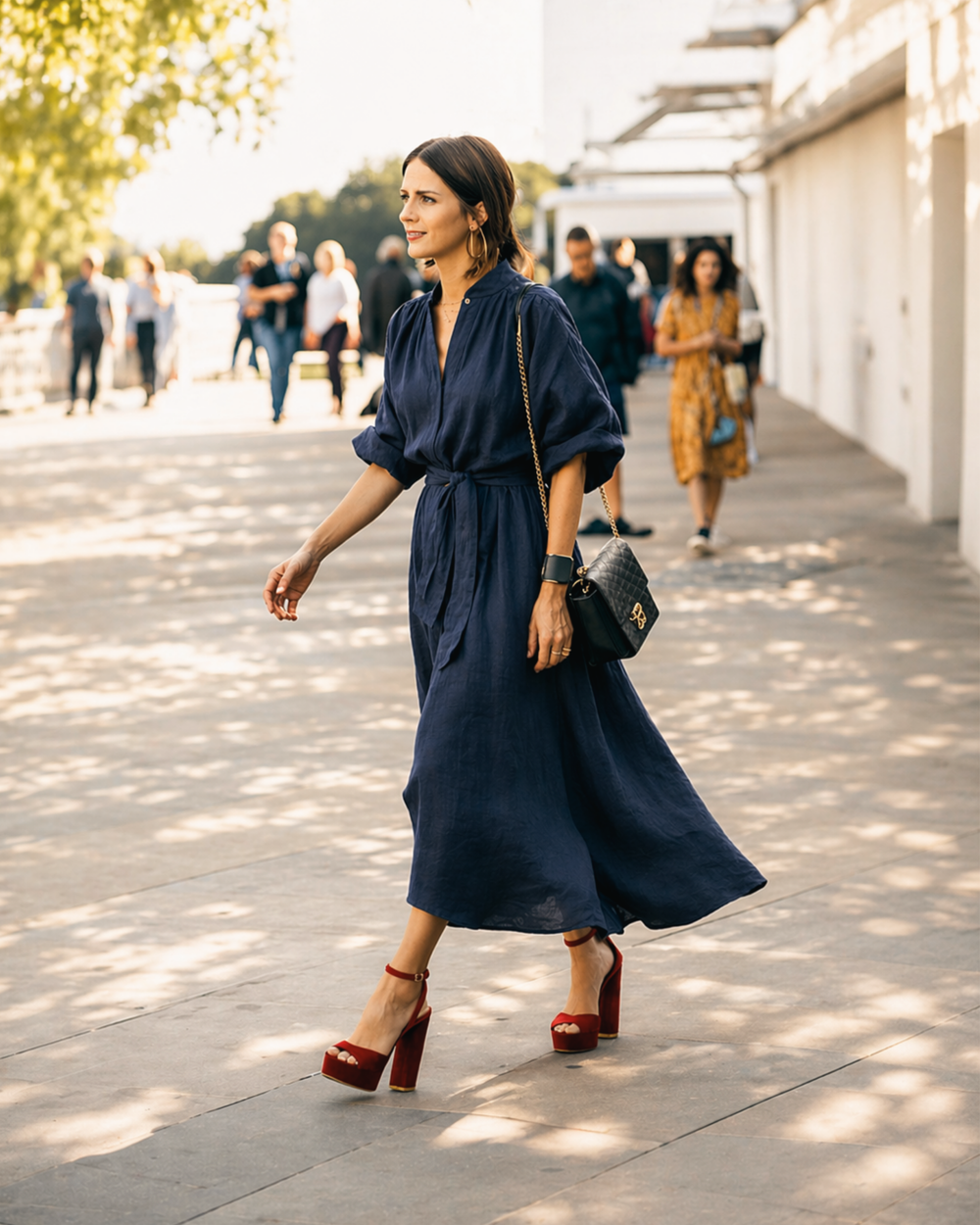 The Multiwear Shirt Dress - Night Sea Linen Midi