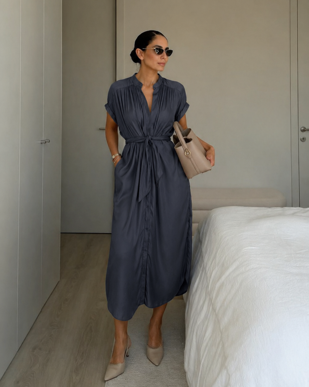 The Multiwear Shirt Dress - Skyfall Grey, Grande