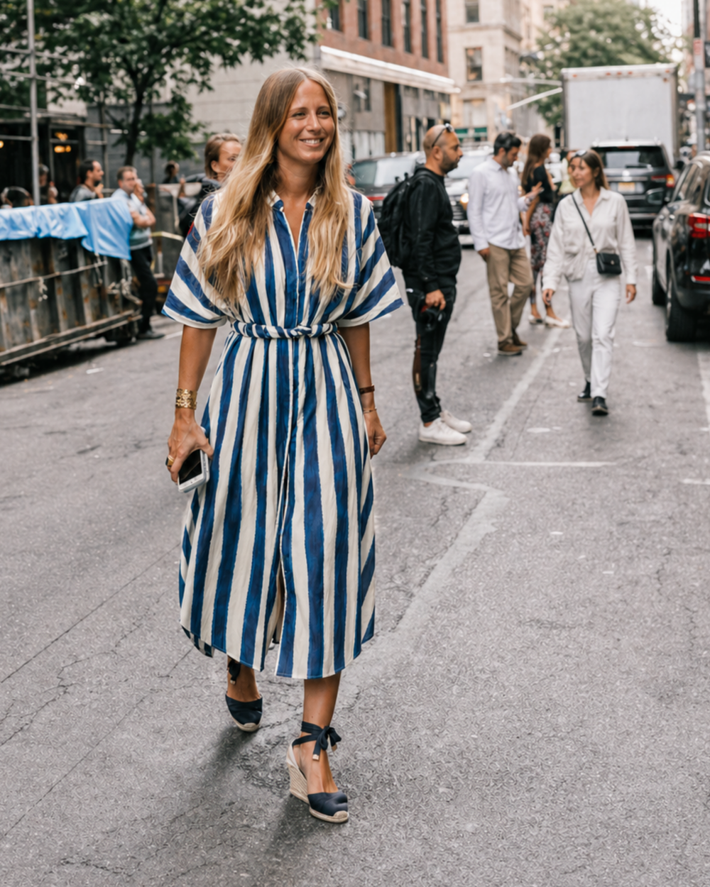 The Multiwear Shirt Dress - Shibori Stripe, Midi