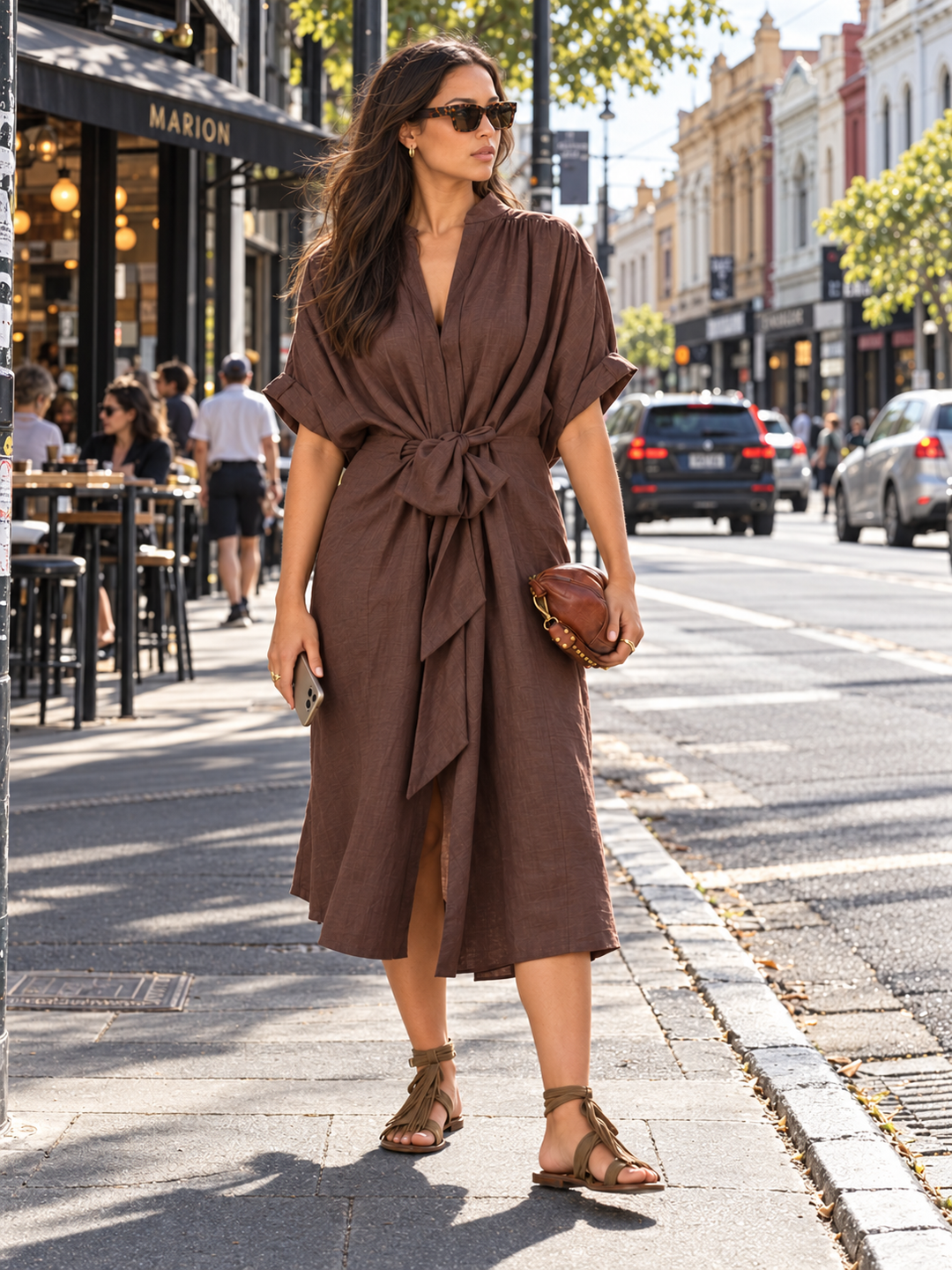 The Multiwear Shirt Dress - Cacao Noir Linen, Midi