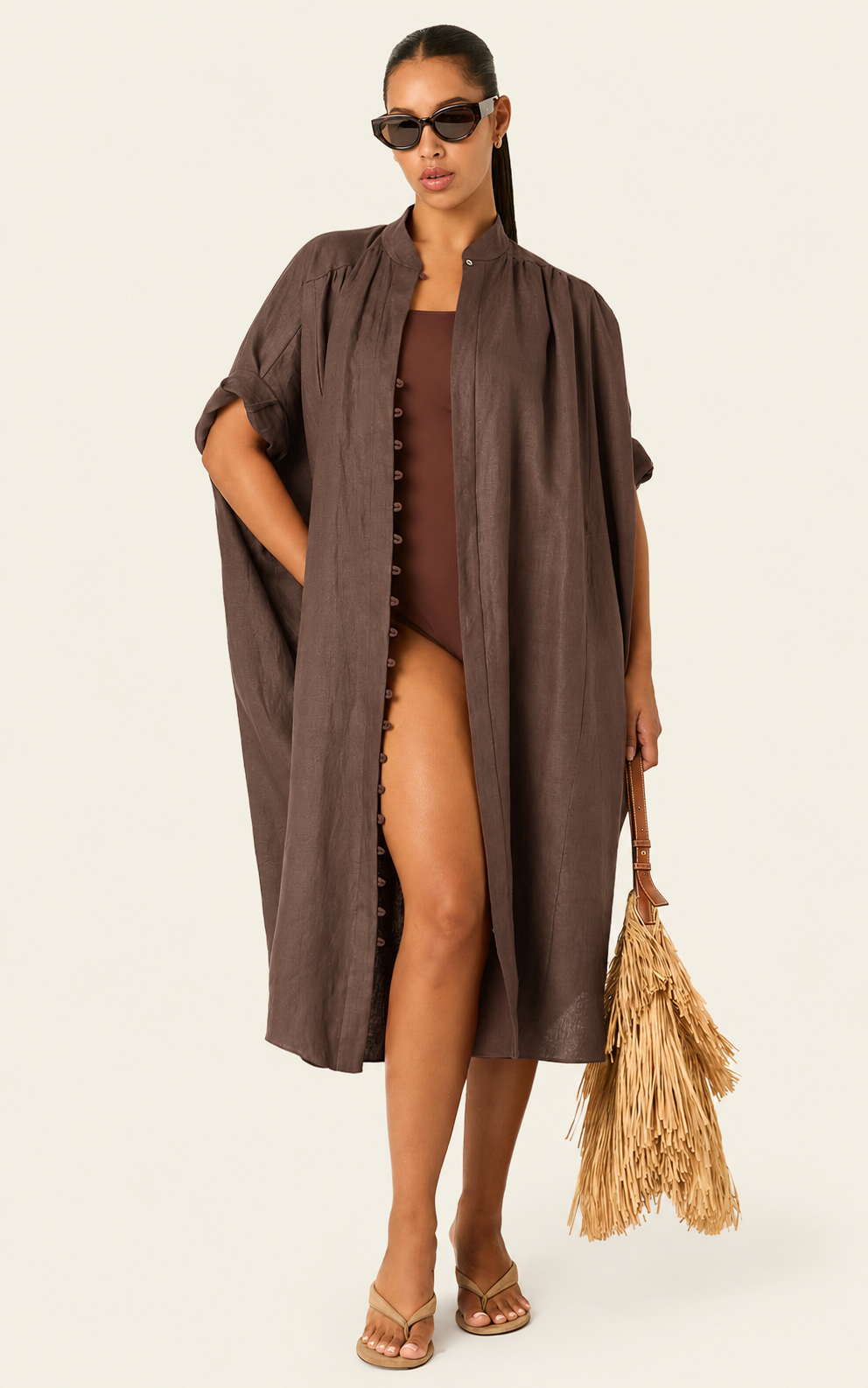 The Multiwear Shirt Dress - Cacao Noir Linen, Petite