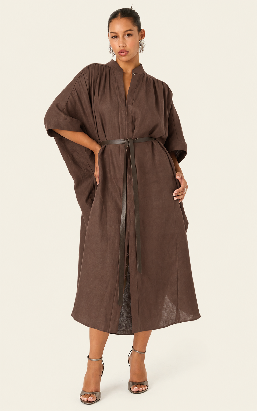 The Multiwear Shirt Dress - Cacao Noir Linen, Grande