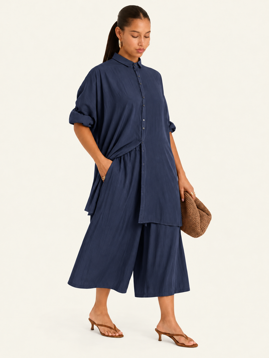 The Luxe Culotte Short - Night Sea