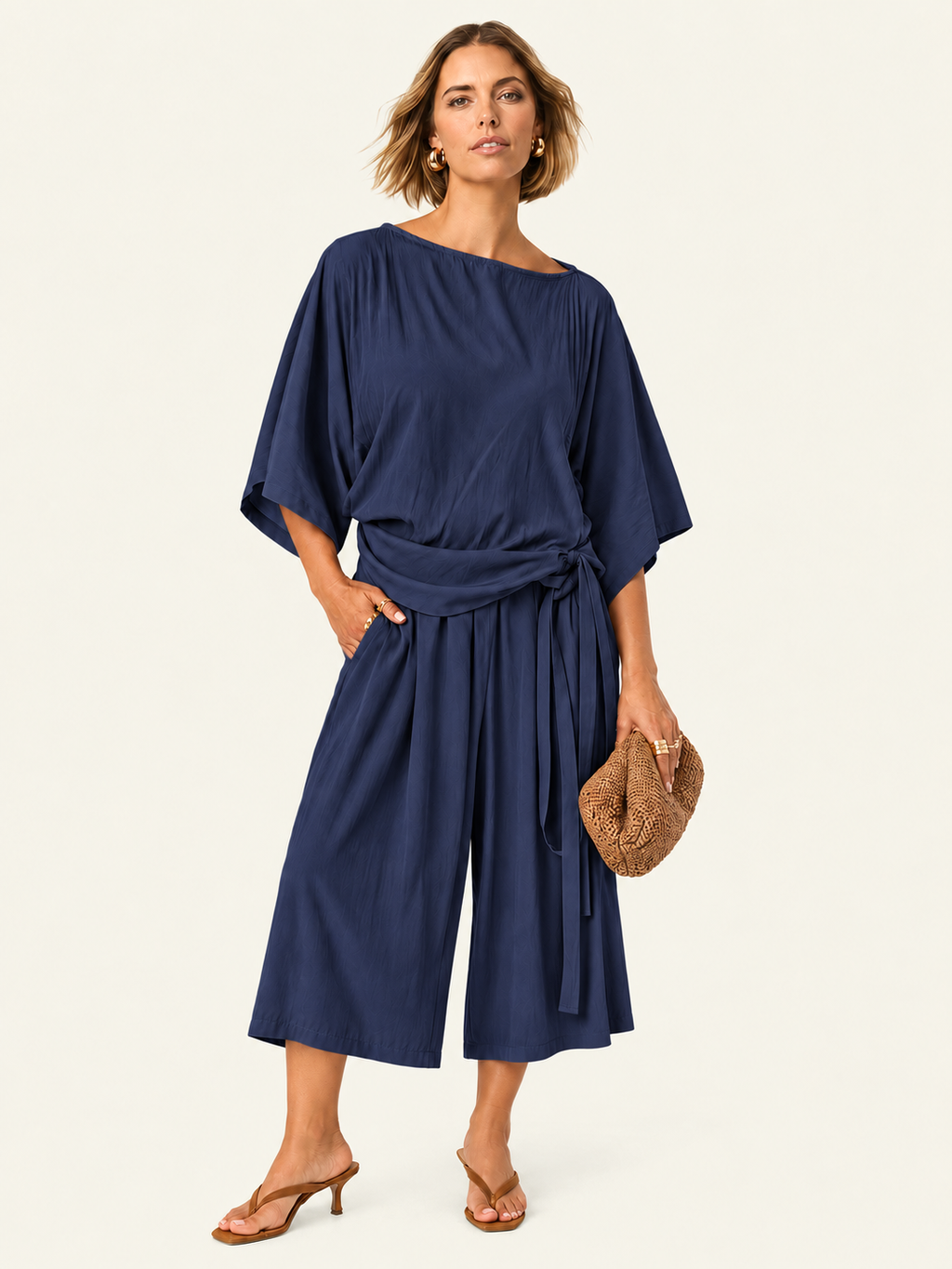 The Luxe Culotte Short - Night Sea