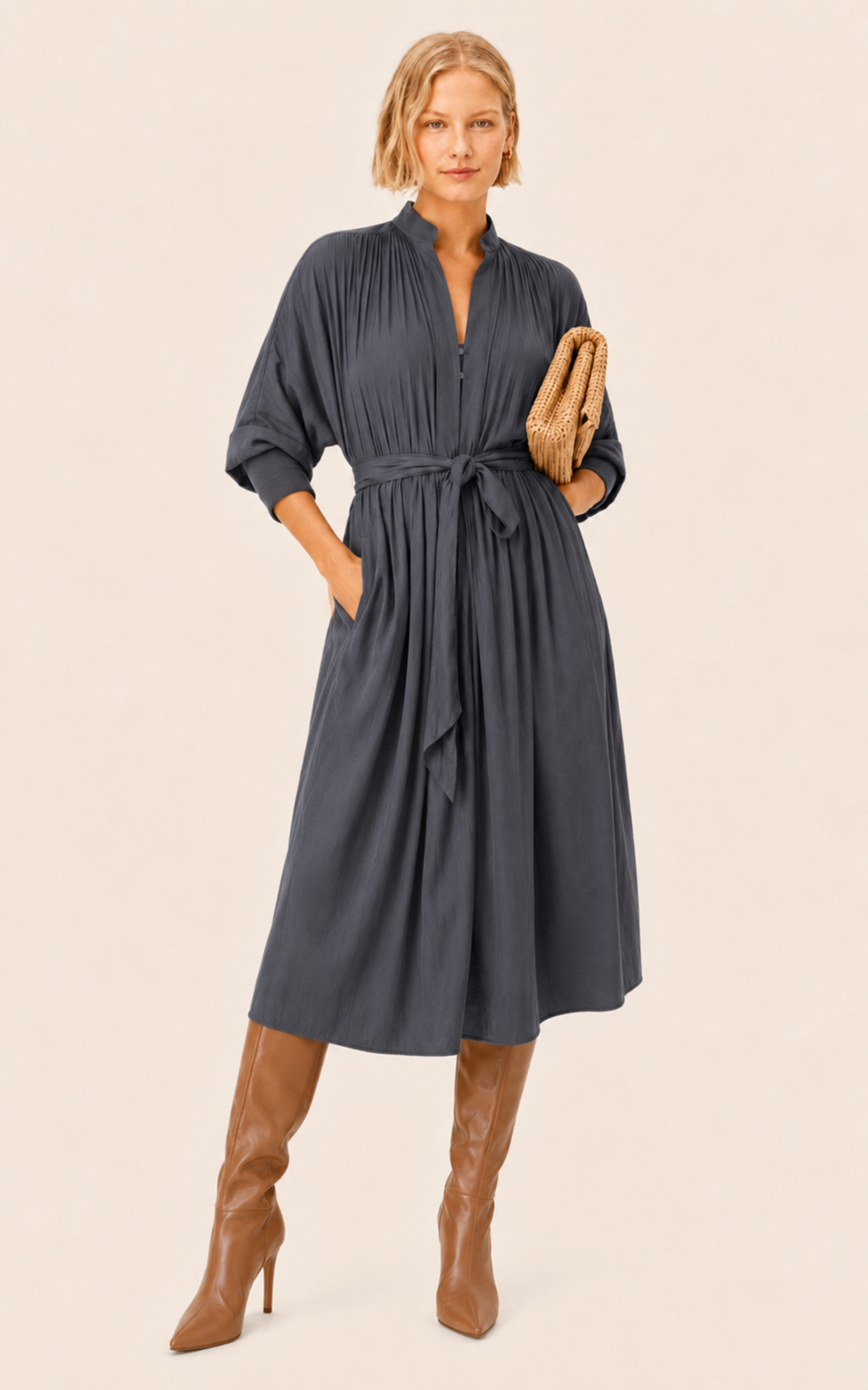 The Multiwear Shirt Dress - Skyfall Grey, Midi