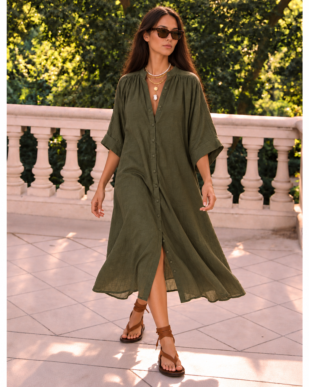 The Multiwear Shirt Dress - Oliva Verte Linen, Petite