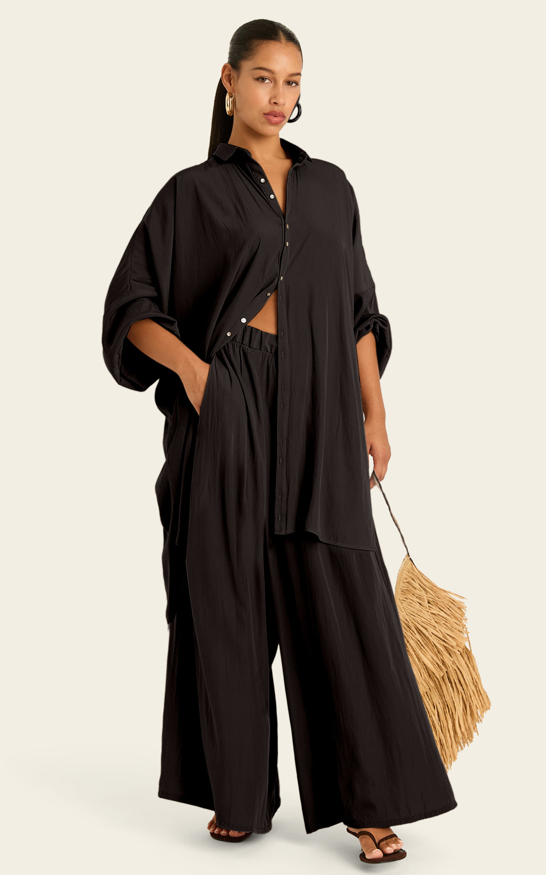 The Luxe Draper Shirt - Black