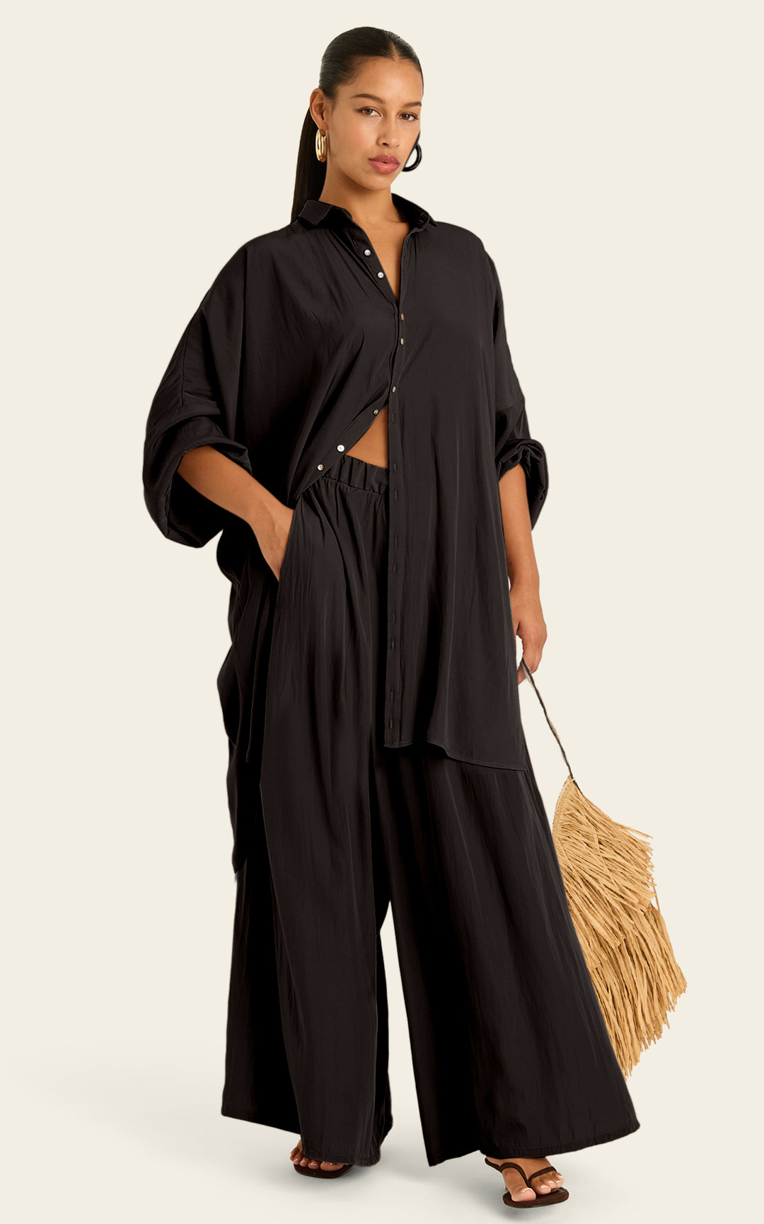 The Luxe Palazzo Pant - Black