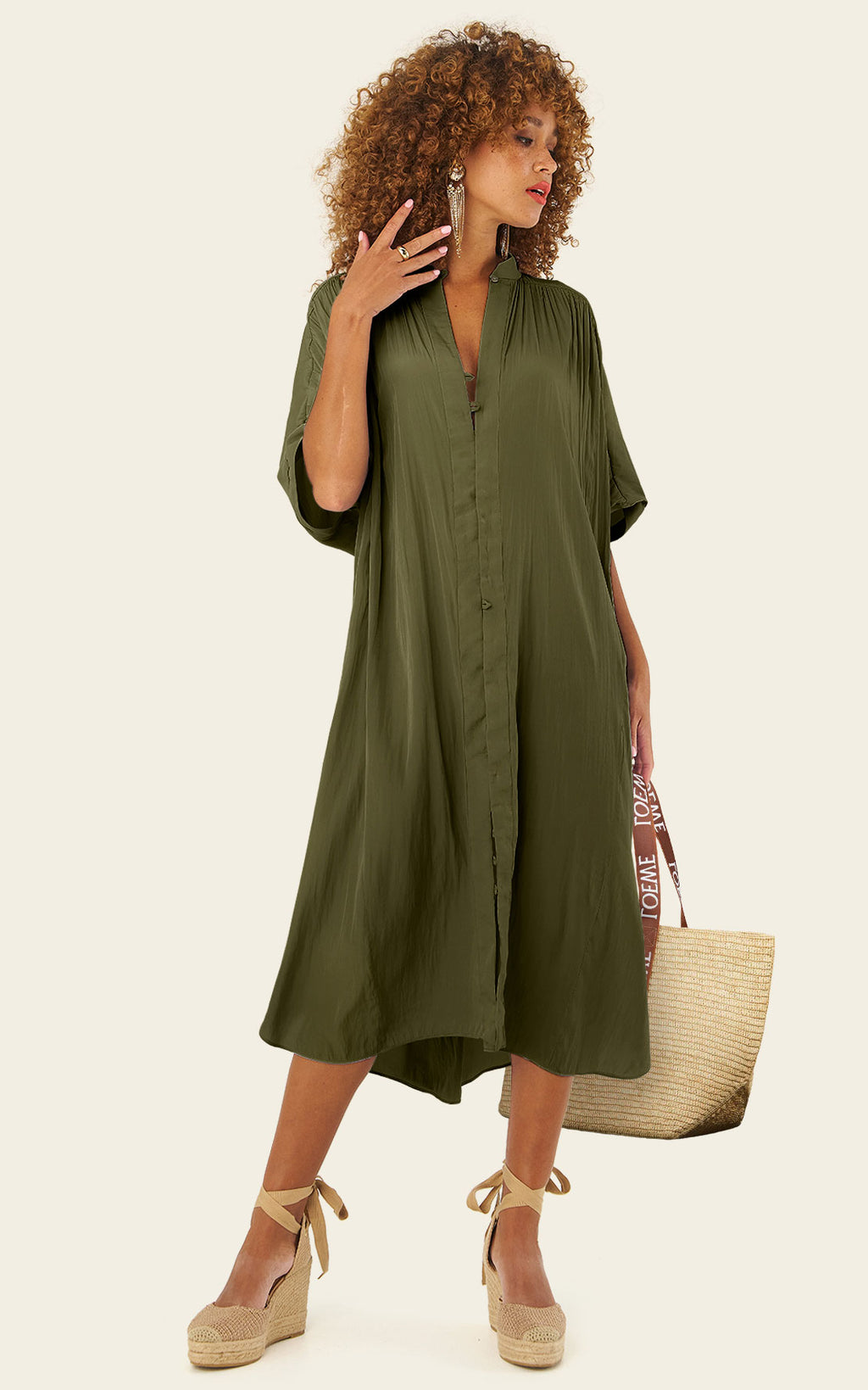 The Multiwear Shirt Dress - Pandanus, Midi