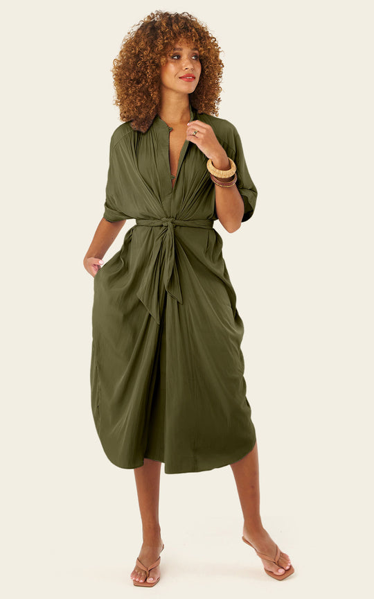 The Multiwear Shirt Dress - Pandanus, Midi