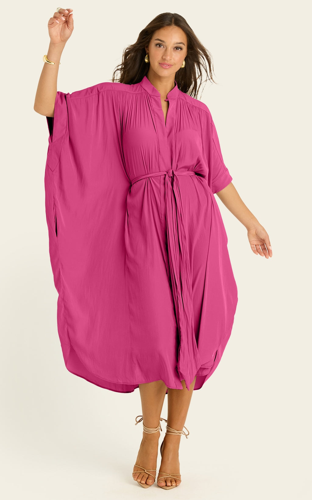 The Multiwear Shirt Dress - Peony Parfait, Midi