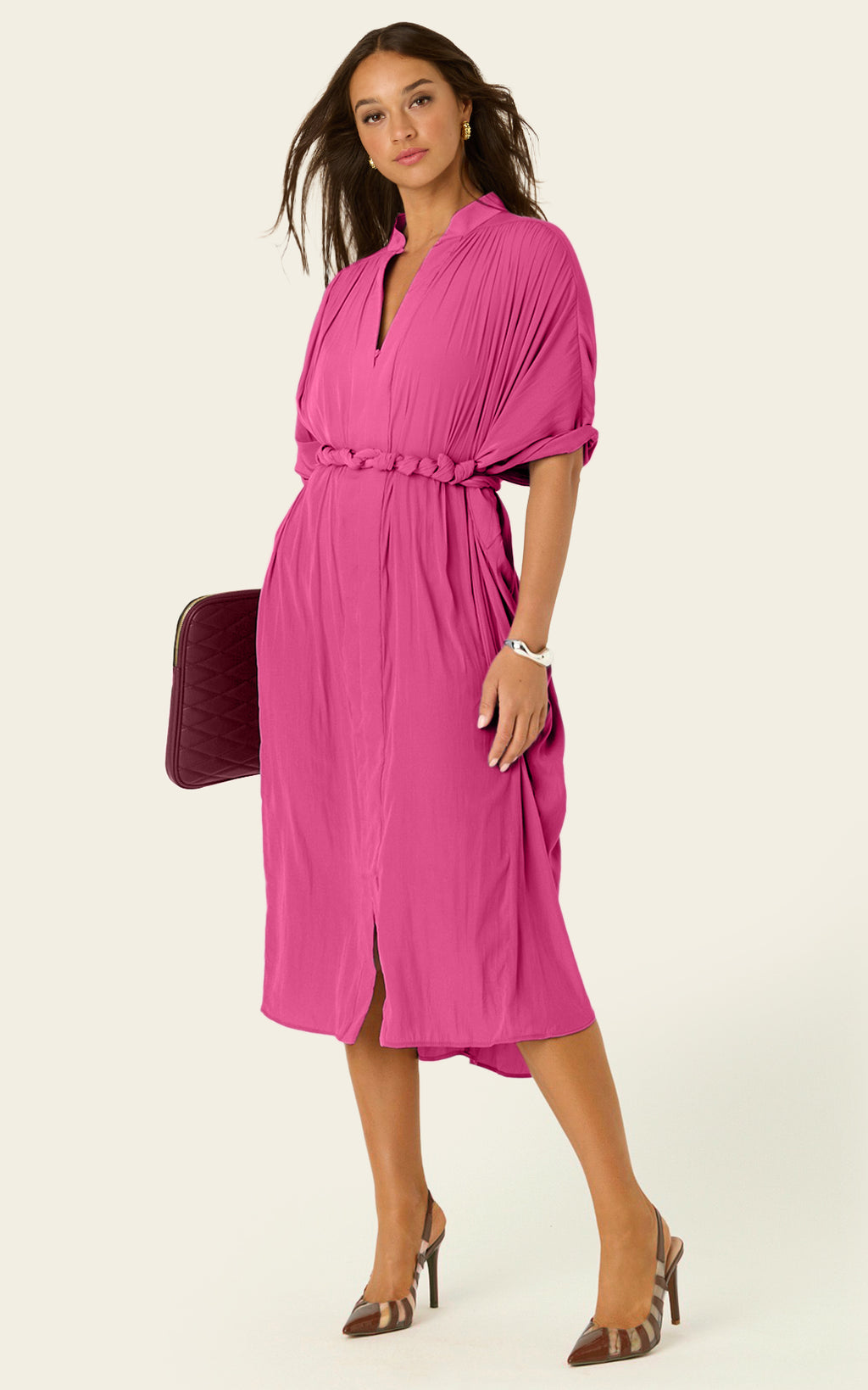 The Multiwear Shirt Dress - Peony Parfait, Midi