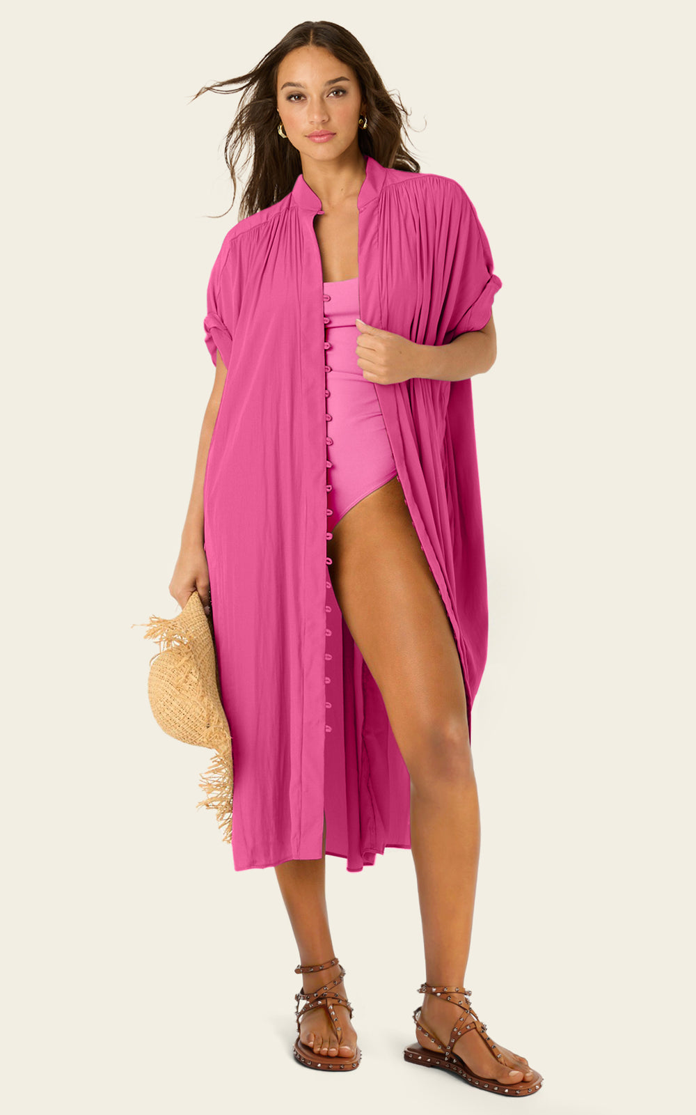 The Multiwear Shirt Dress - Peony Parfait, Midi