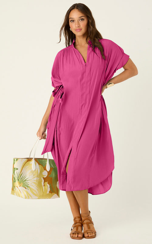 The Multiwear Shirt Dress - Peony Parfait, Midi