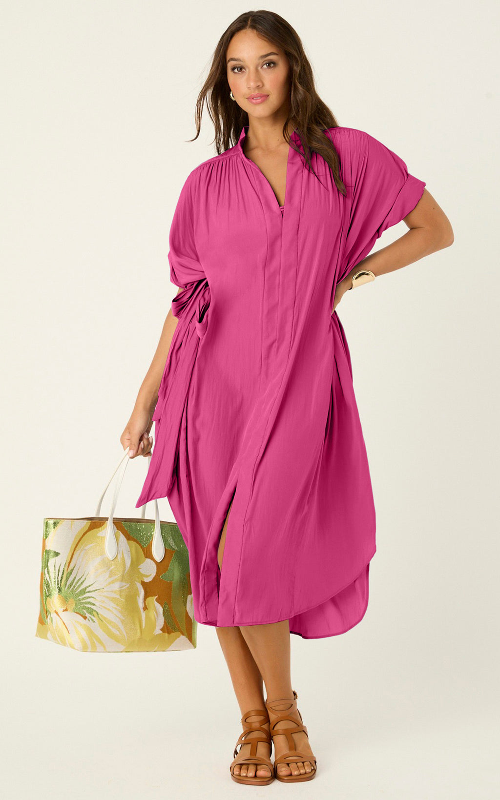 The Multiwear Shirt Dress - Peony Parfait, Midi