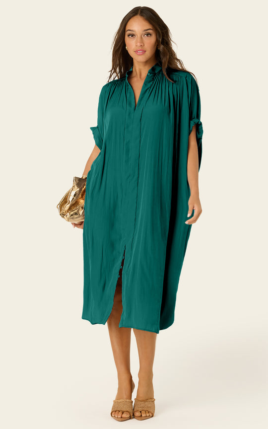 The Multiwear Shirt Dress - Juniper, Midi