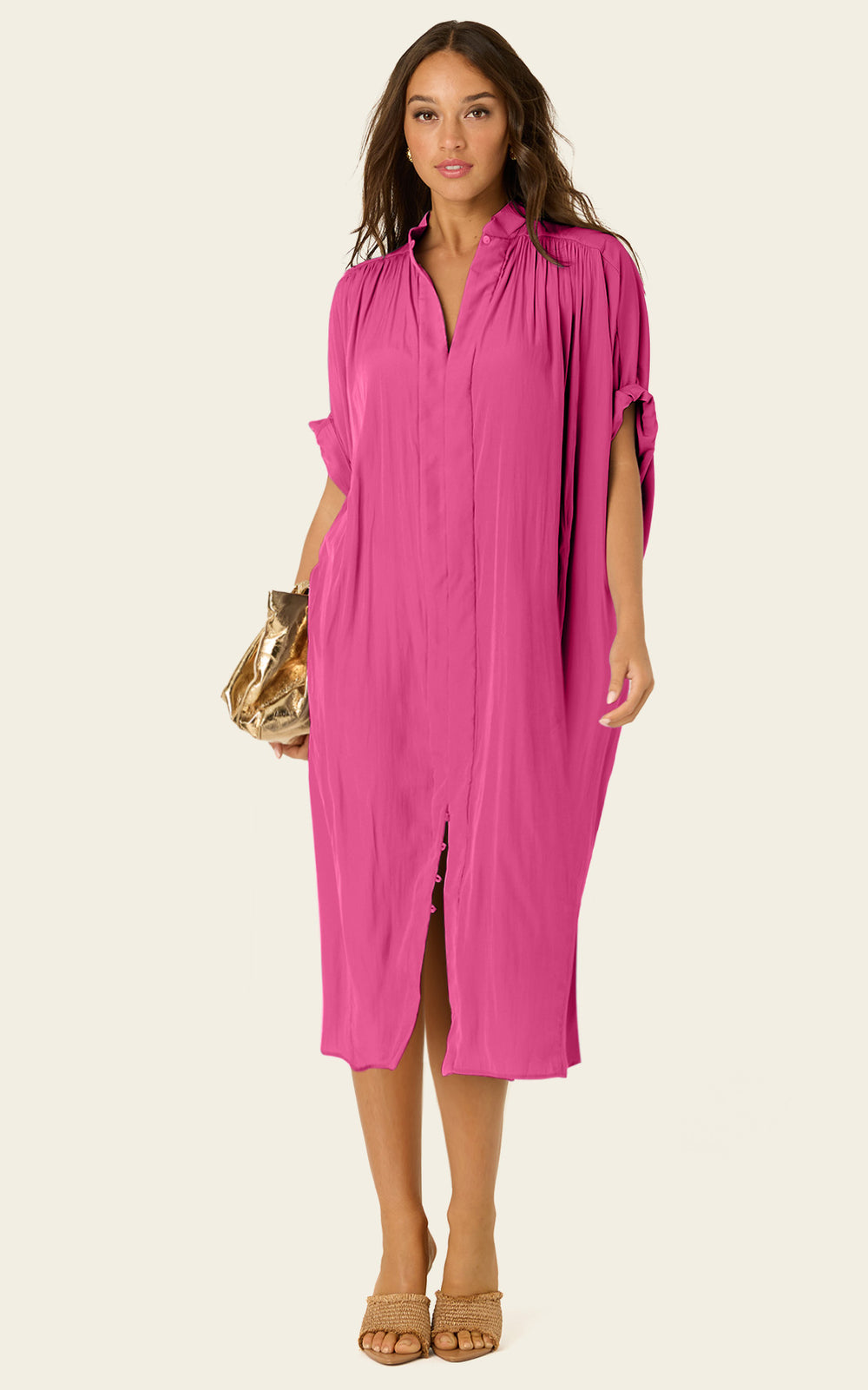 The Multiwear Shirt Dress - Peony Parfait, Midi