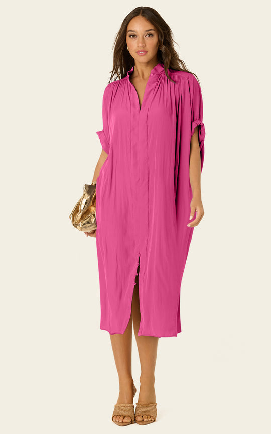 The Multiwear Shirt Dress - Peony Parfait, Midi