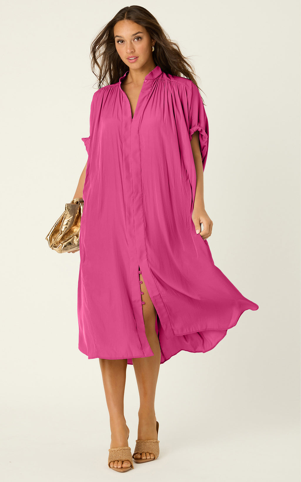 The Multiwear Shirt Dress - Peony Parfait, Petite