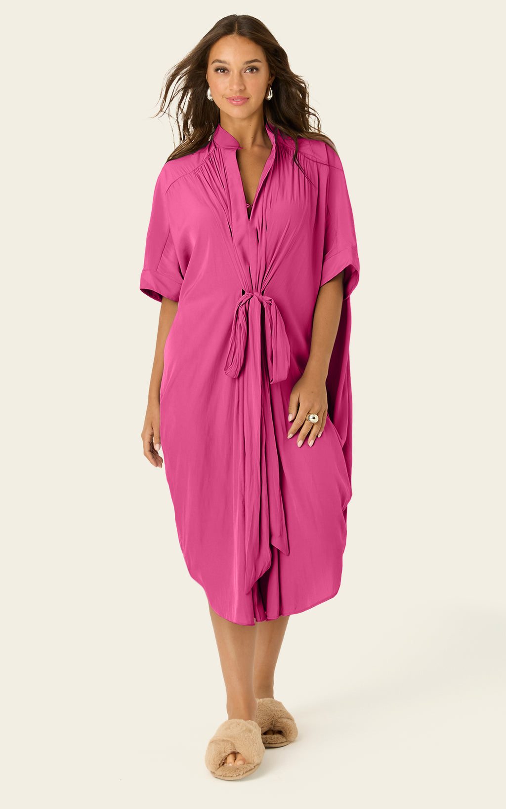 The Multiwear Shirt Dress - Peony Parfait, Midi