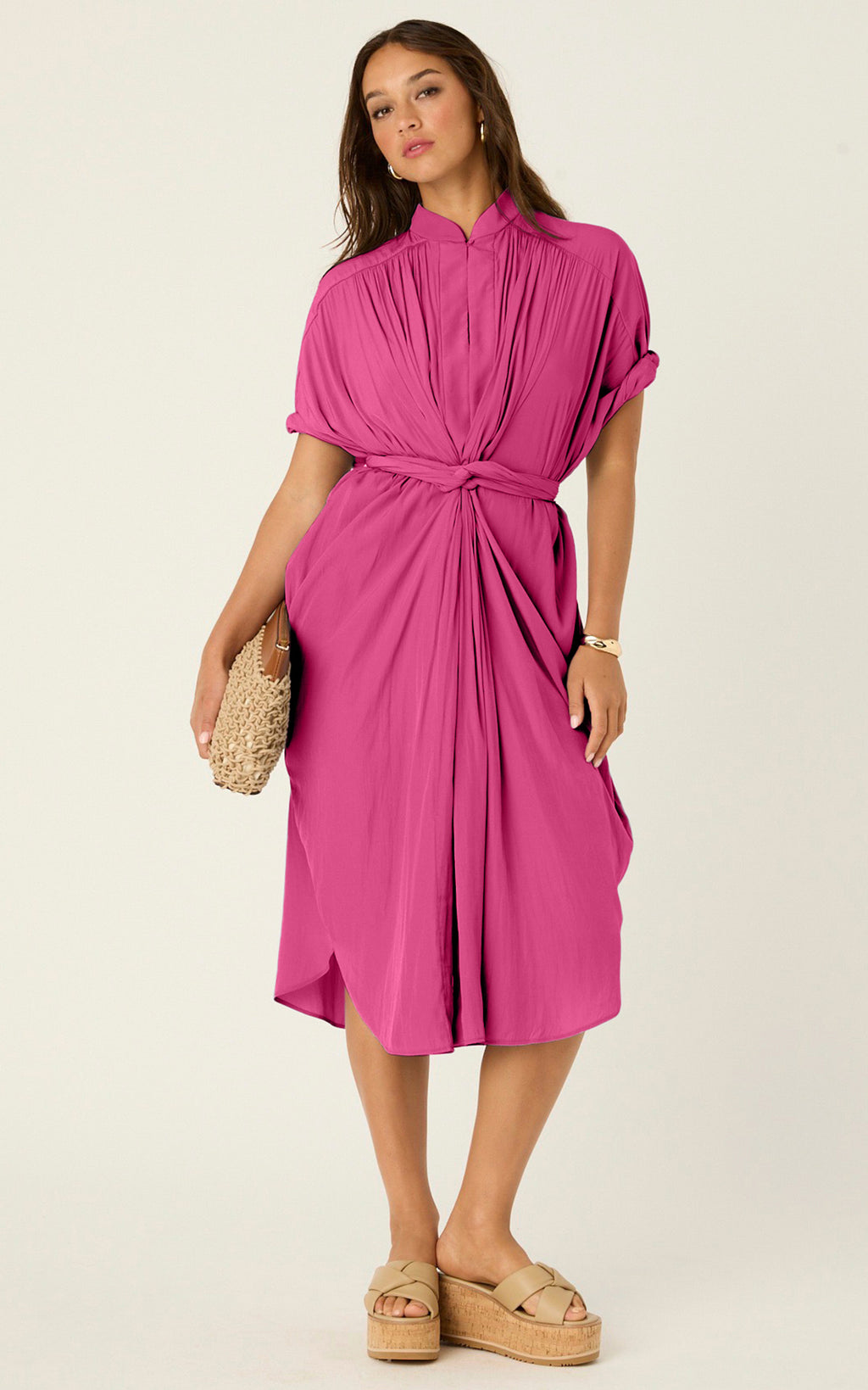 The Multiwear Shirt Dress - Peony Parfait, Midi