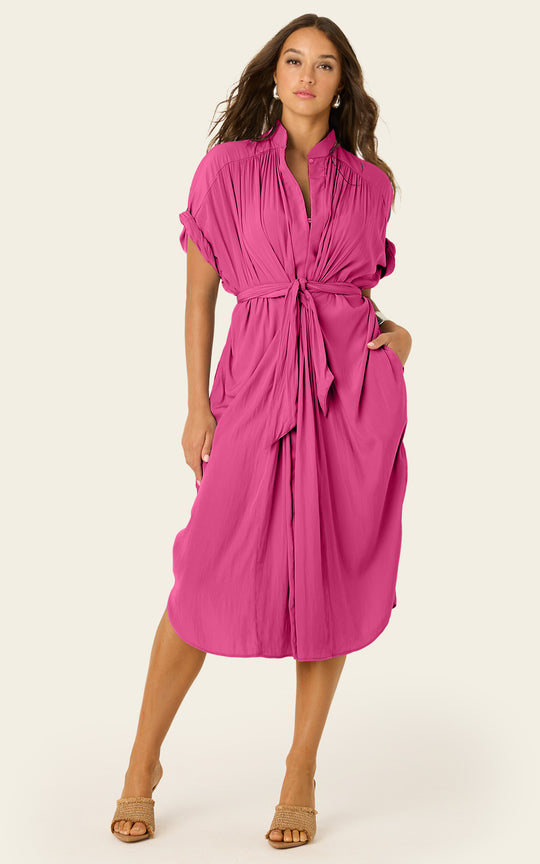 The Multiwear Shirt Dress - Peony Parfait, Midi