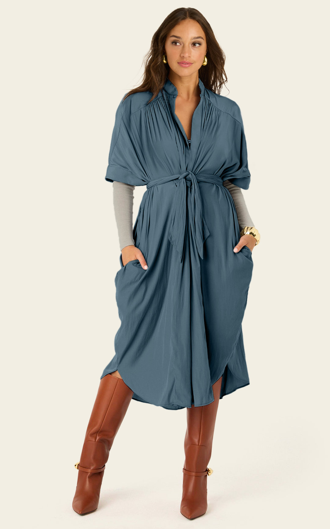 The Multiwear Shirt Dress - Deep Seafoam, Midi