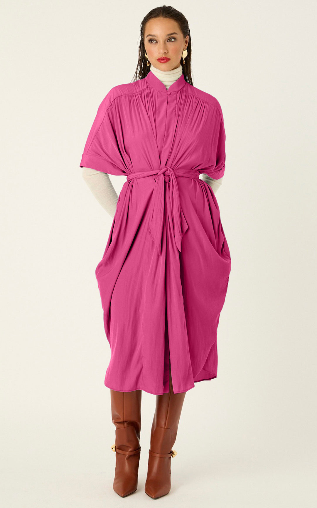 The Multiwear Shirt Dress - Peony Parfait, Petite