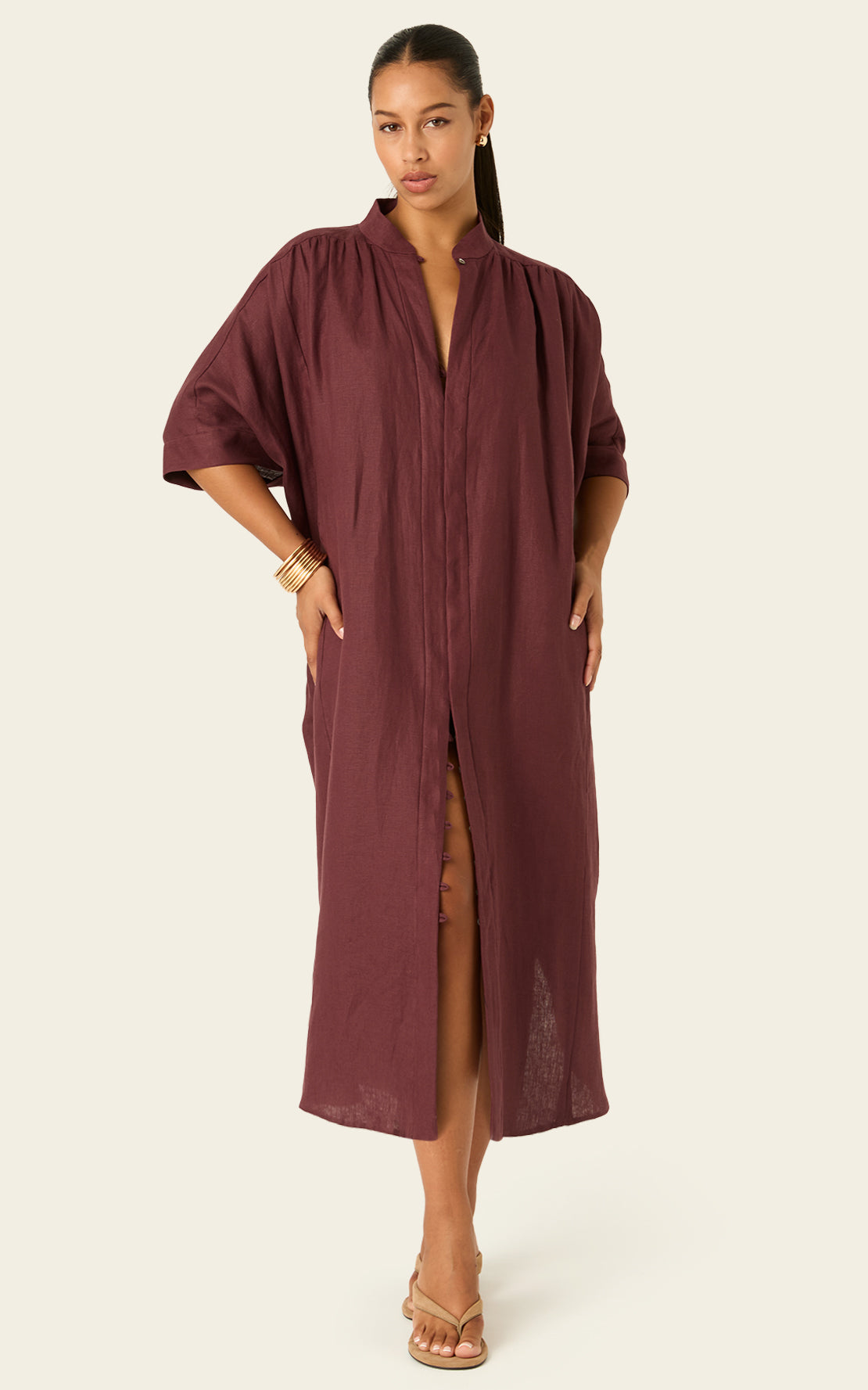 The Multiwear Shirt Dress Port Cacao Linen Grande