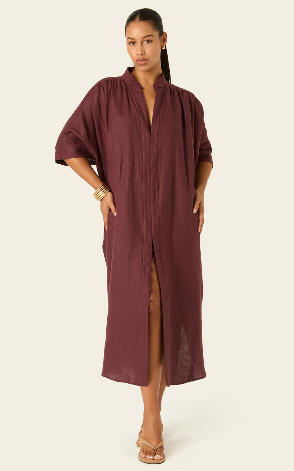 The Multiwear Shirt Dress Port Cacao Linen Grande
