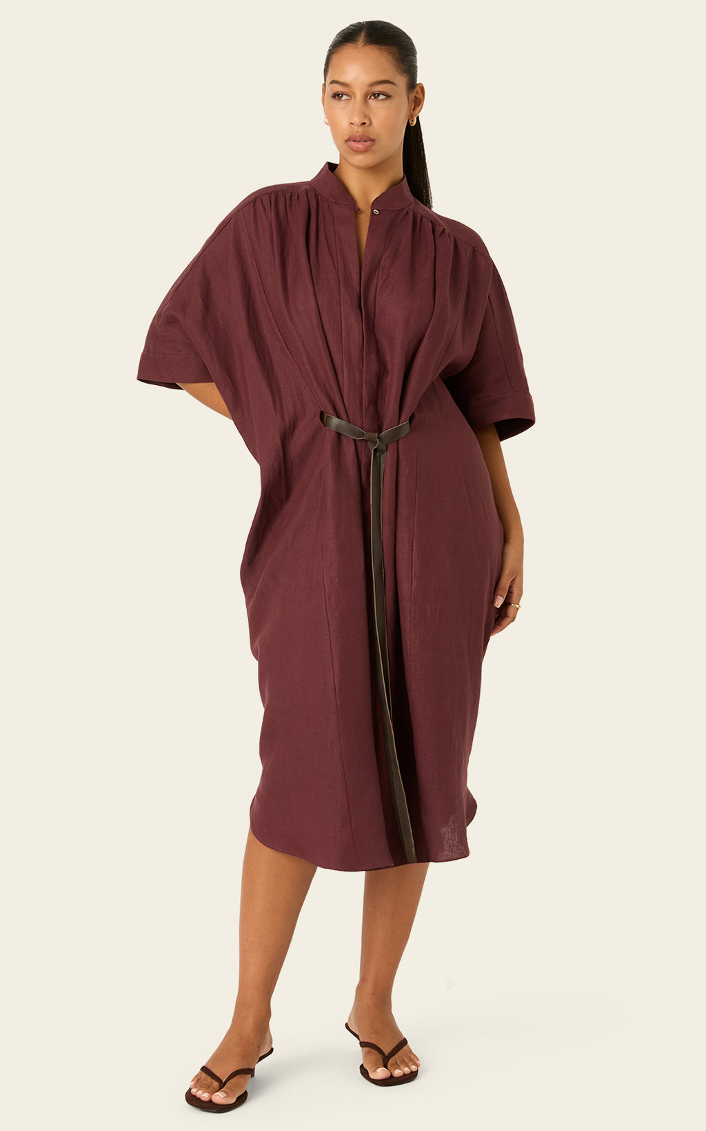 The Multiwear Shirt Dress Port Cacao Linen Petite