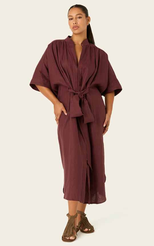 The Multiwear Shirt Dress - Cacao Noir Linen, Grande